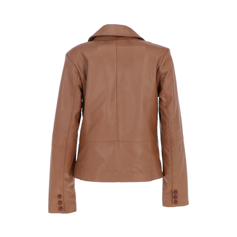 Espresso Smooth Leather Two Button Notched Lapel Executive Blazer