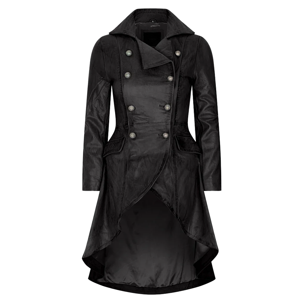 Black Leather Double Breasted Tail Coat