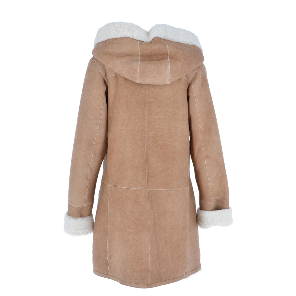Premium Sandstone Suede Double Zip Hooded Coat