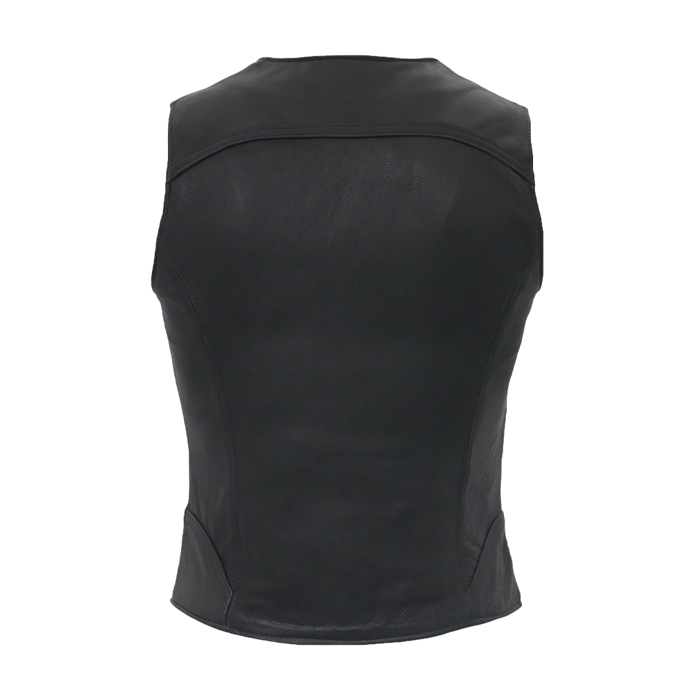 Black Classic Leather Zip-Front Vest