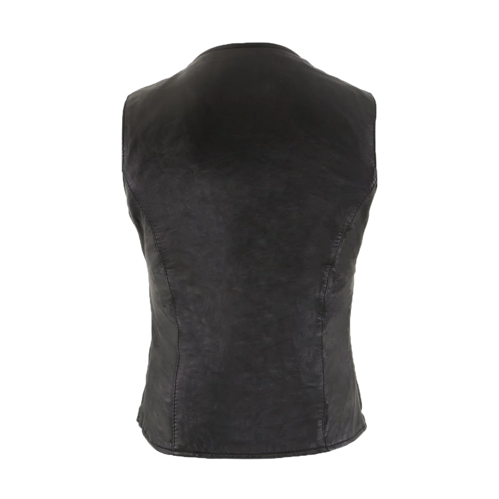 Lace-Up Side Front Button Leather Vest