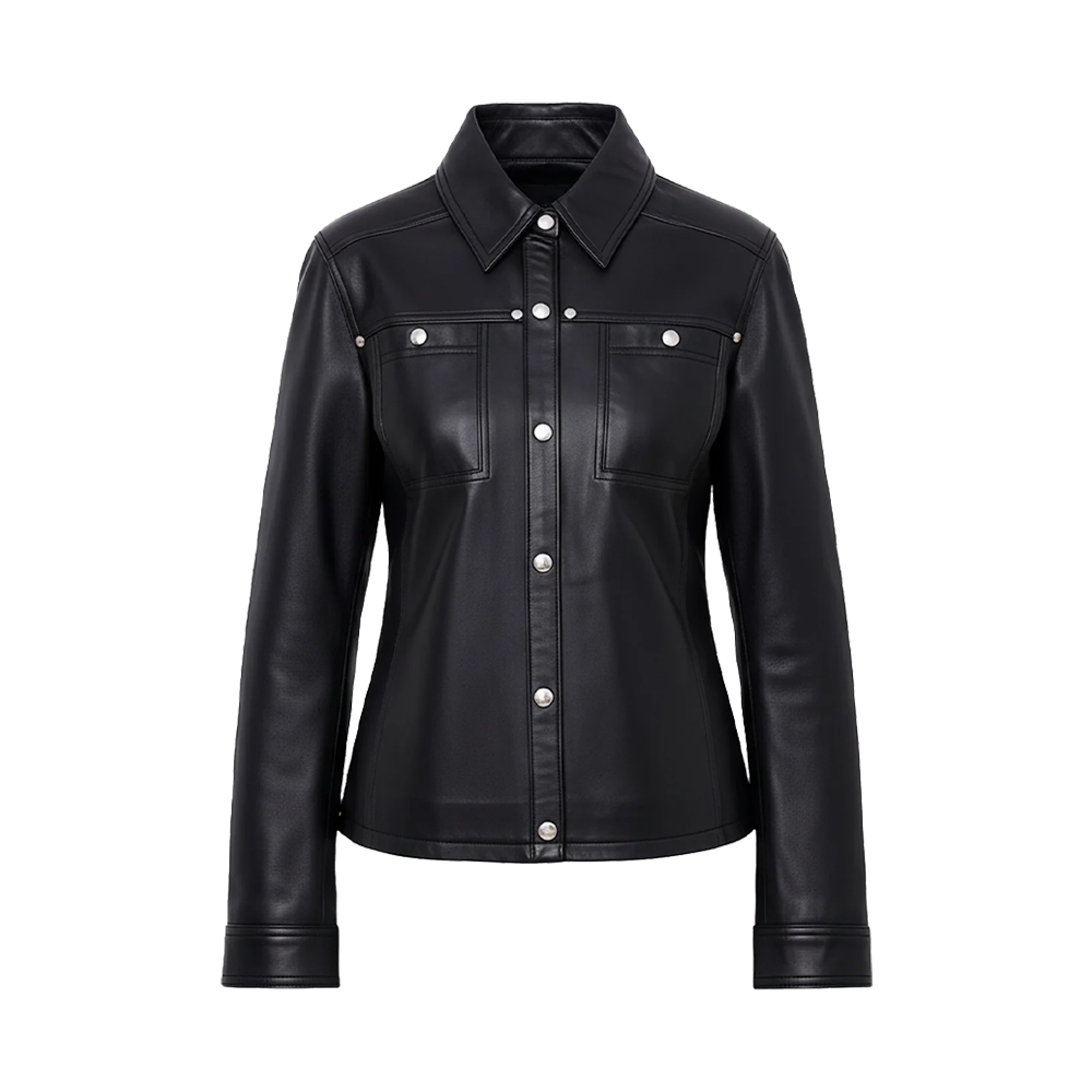 Minimalist Seamed Leather Statement Shacket