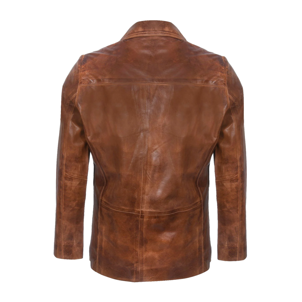 Vintage Brown Leather Blazer Jacket
