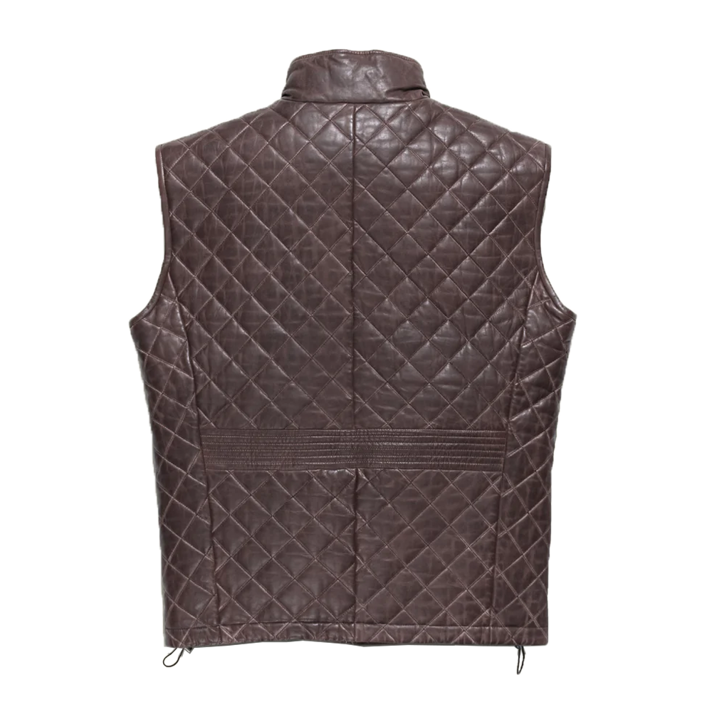 Diamond Quilted Brown Leather Vest