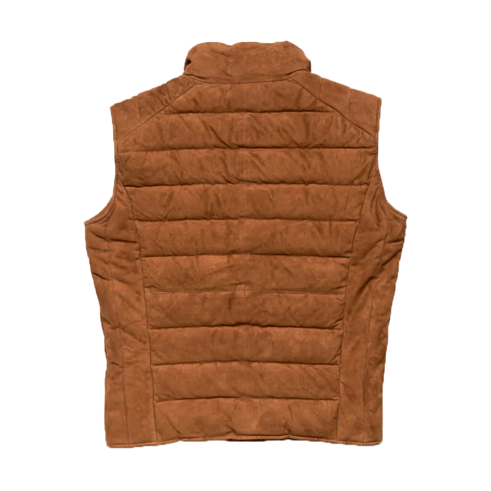 Brown Suede Quilted Leather Vest
