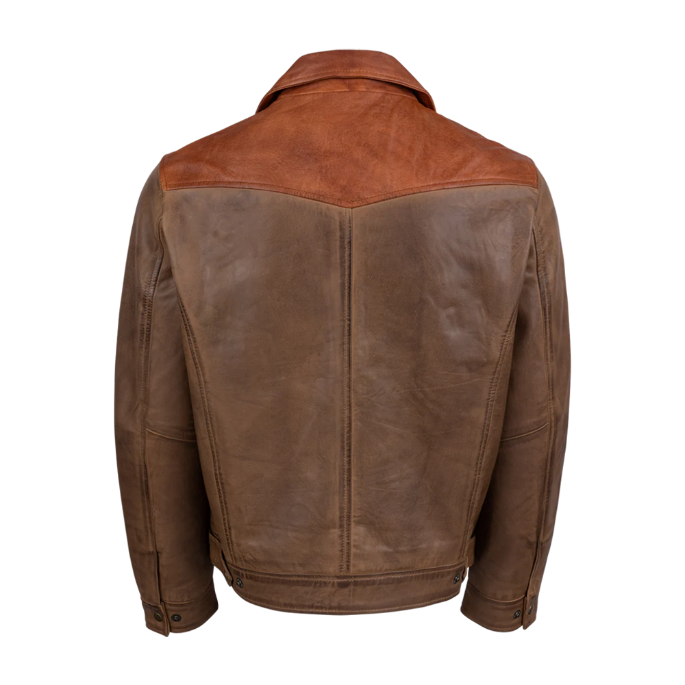 Two-Tone Western Style Leather Jacket