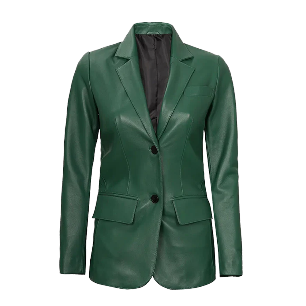 Elegant Tailored Business Two-Button Leather Blazer