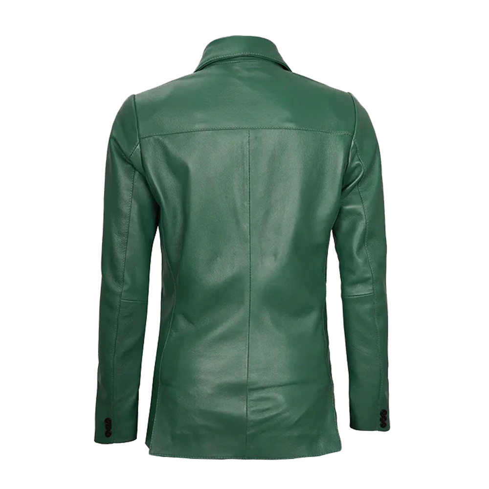 Elegant Tailored Business Two-Button Leather Blazer
