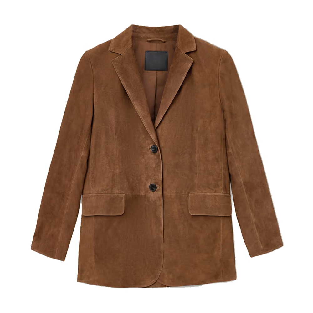 Soft-Touch Longline Suede Blazer