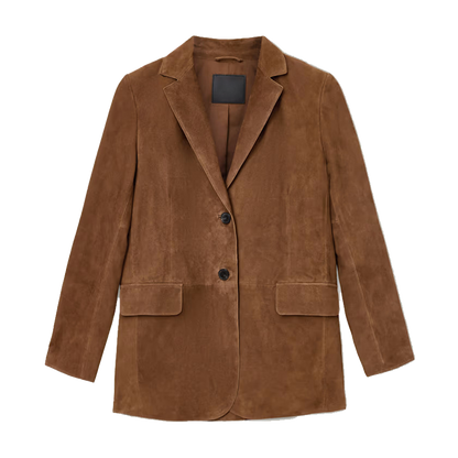 Soft-Touch Longline Suede Blazer