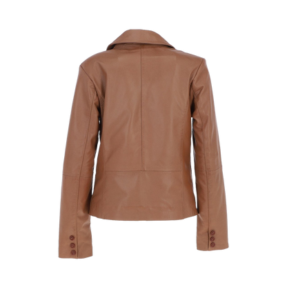 Espresso Smooth Leather Two Button Notched Lapel Executive Blazer