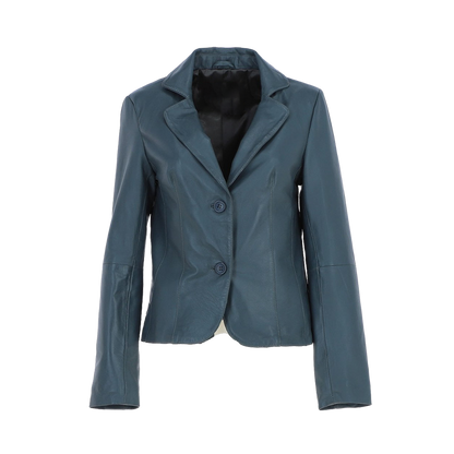 Premium Marine Tailored Leather Notched Lapel Blazer