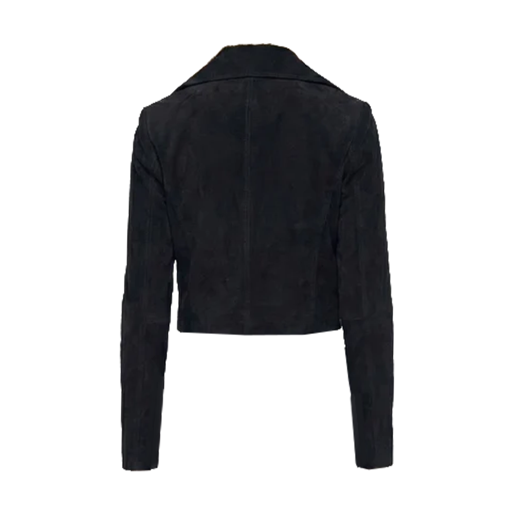 Jet Black Matte Suede Tailored Double Breasted Blazer