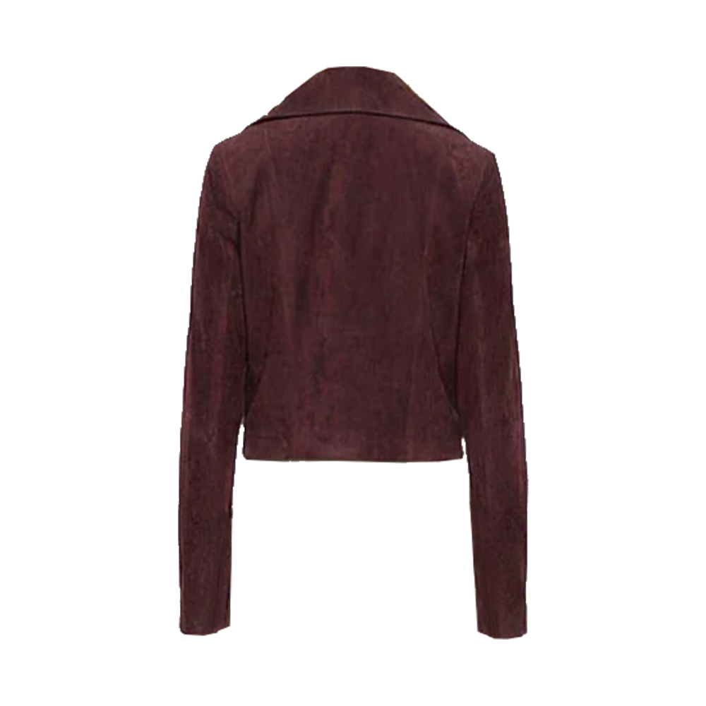 Deep Wine Matte Suede Tailored Double Breasted Blazer
