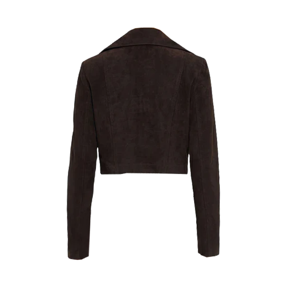 Espresso Matte Suede Tailored Double Breasted Blazer