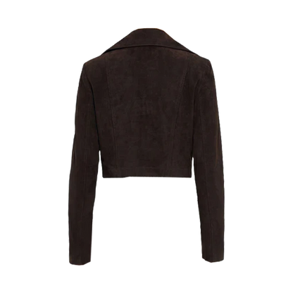 Espresso Matte Suede Tailored Double Breasted Blazer