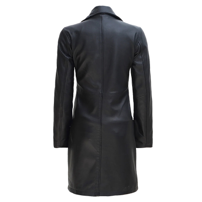 Single Breasted Black Minimalist Leather Car Coat