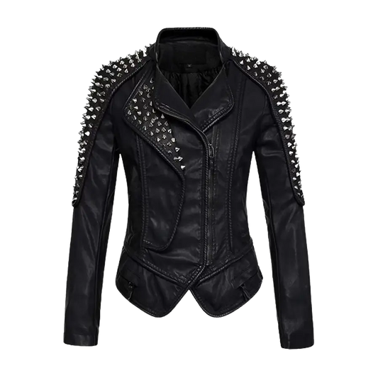 Punk Style Studded Sheepskin Jacket