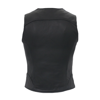 Black Classic Leather Zip-Front Vest