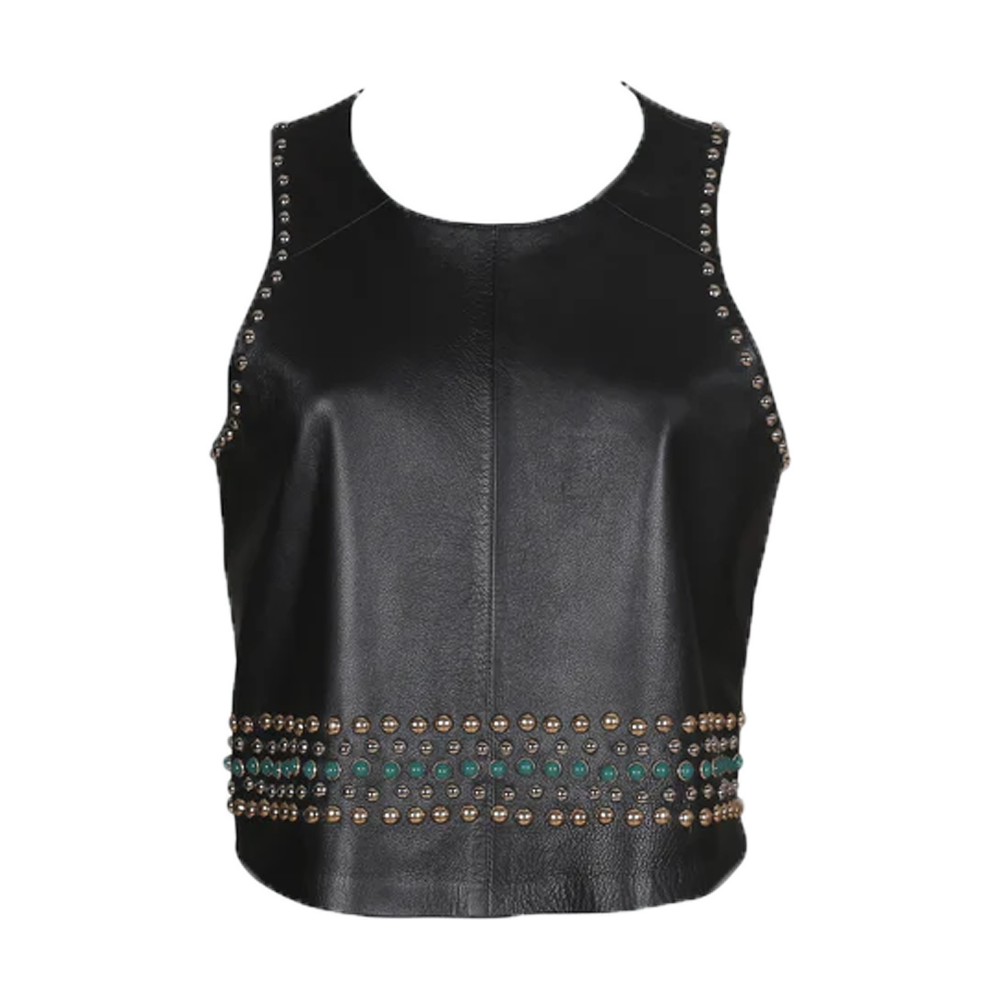 Sleeveless Studded Leather Top