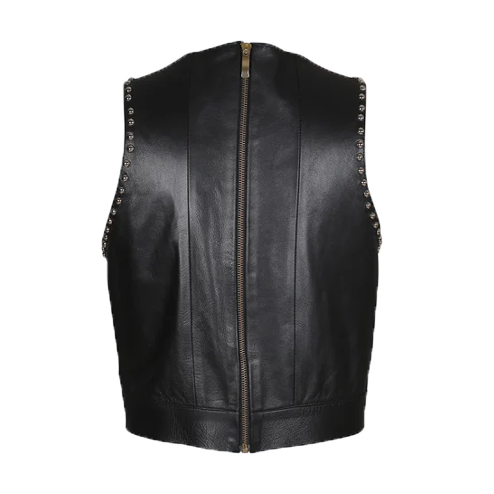 Sleeveless Studded Leather Top