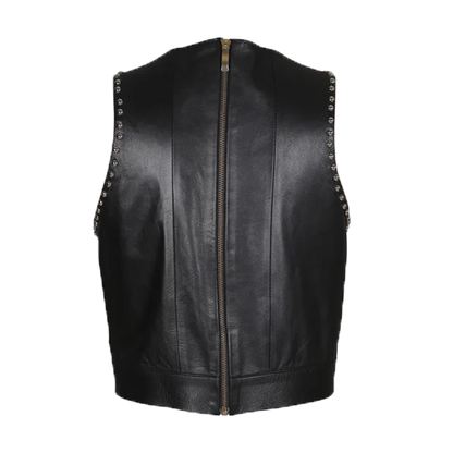 Sleeveless Studded Leather Top