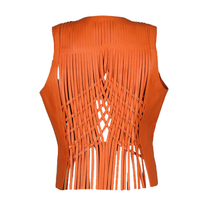 Front Open Fringed Leather Vest