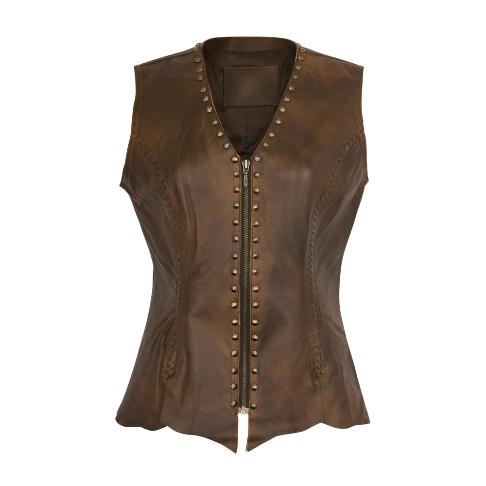 Cripple Creek Style Leather Laced Vest