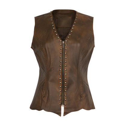 Cripple Creek Style Leather Laced Vest