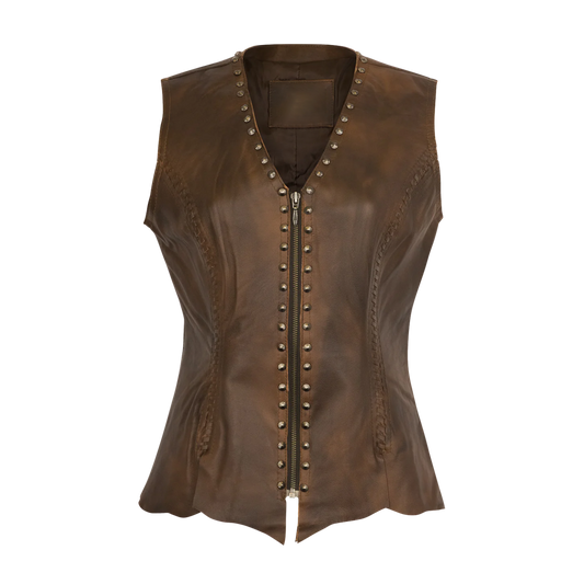 Cripple Creek Style Leather Laced Vest