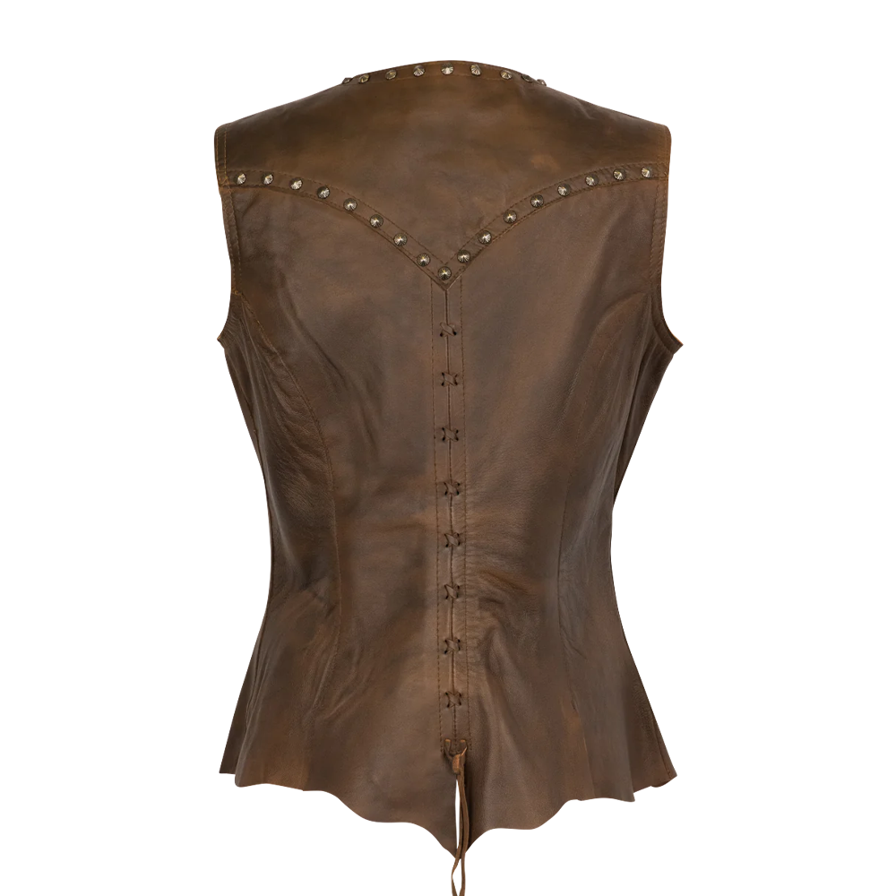 Cripple Creek Style Leather Laced Vest