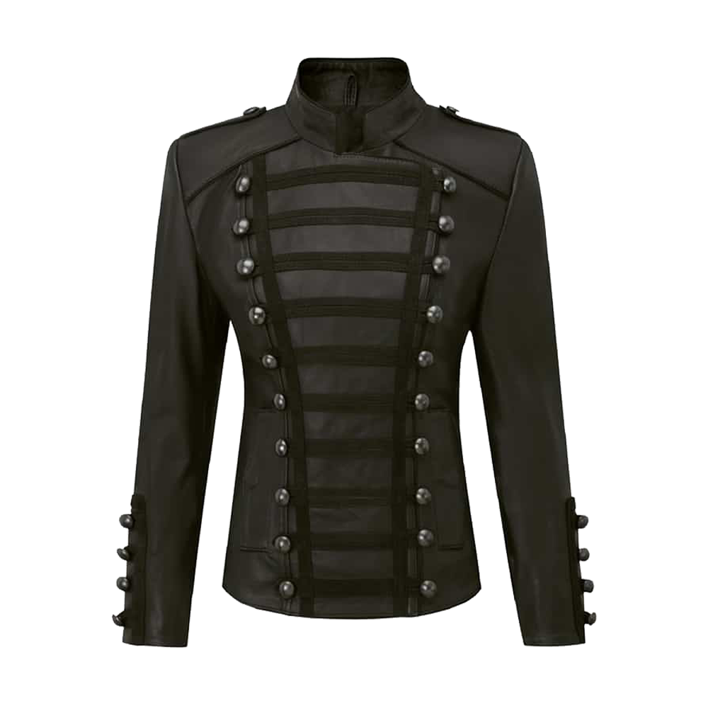 Naval Inspired Embellished Sheepskin Leather Jacket