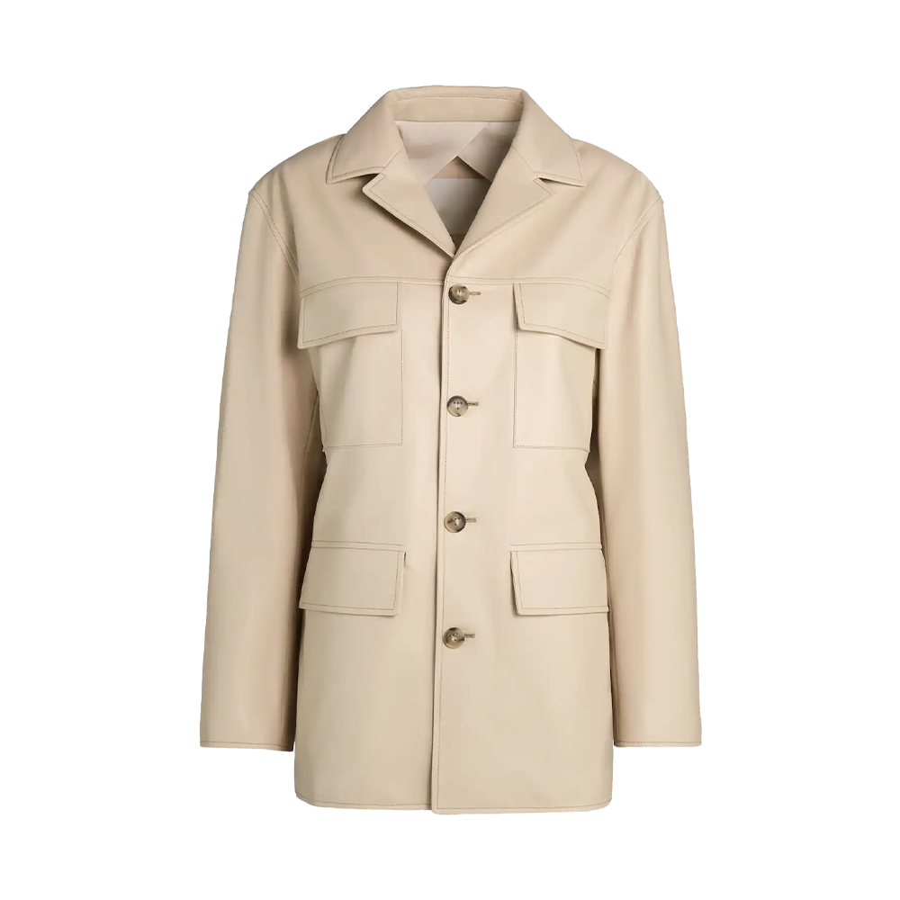 Luxe Cream Leather Four Pocket Safari Jacket