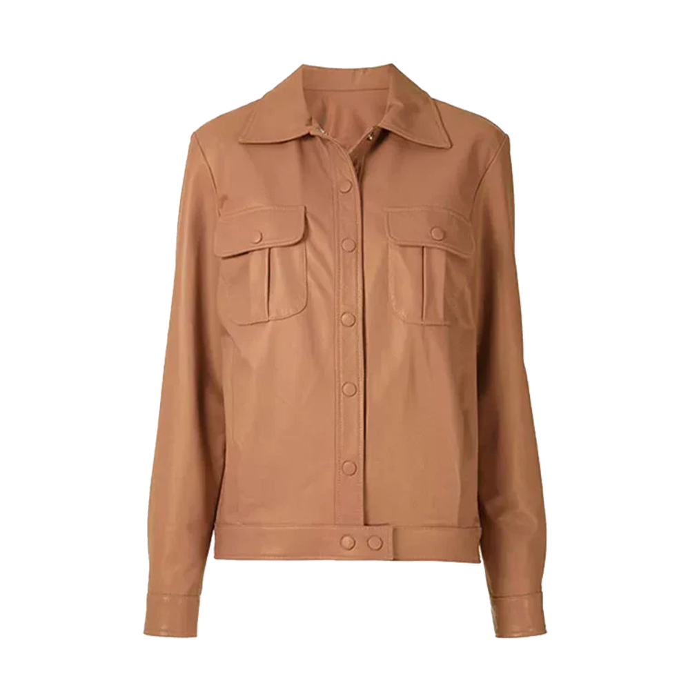 Sahara Oversized Leather Snap Front Shacket