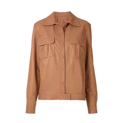 Sahara Oversized Leather Snap Front Shacket