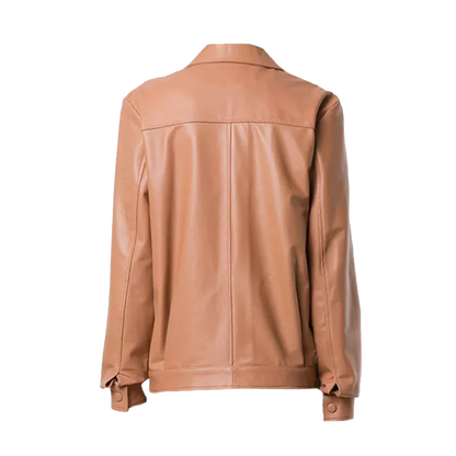 Sahara Oversized Leather Snap Front Shacket