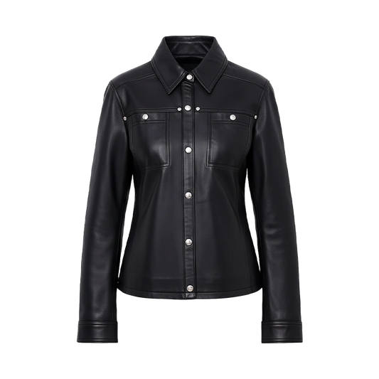 Minimalist Seamed Leather Statement Shacket