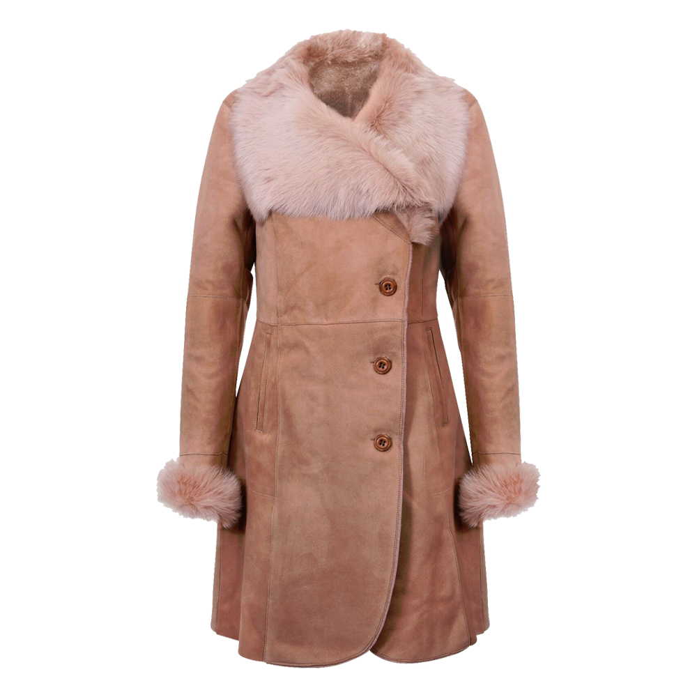 Long Shearling Coat with Toscana Trim