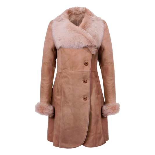 Long Shearling Coat with Toscana Trim