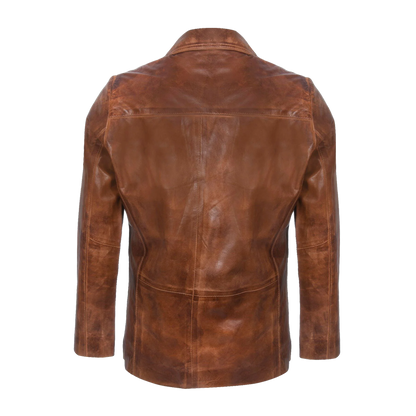 Vintage Brown Leather Blazer Jacket
