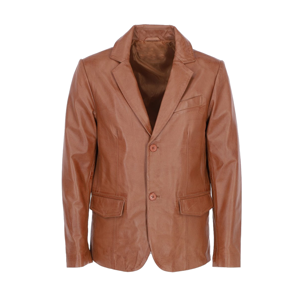 Amber Tailored Leather Notched Lapel Blazer