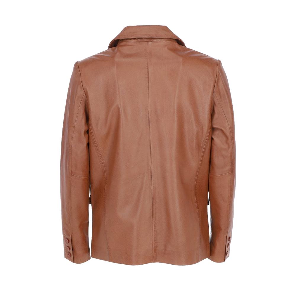 Amber Tailored Leather Notched Lapel Blazer