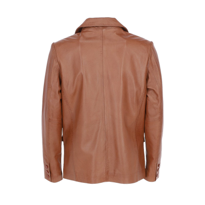 Amber Tailored Leather Notched Lapel Blazer