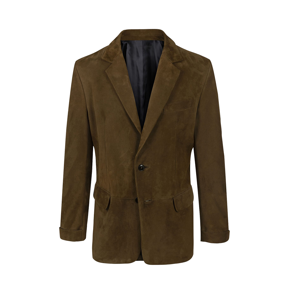 Premium Moss Suede Two Button Tailored Blazer