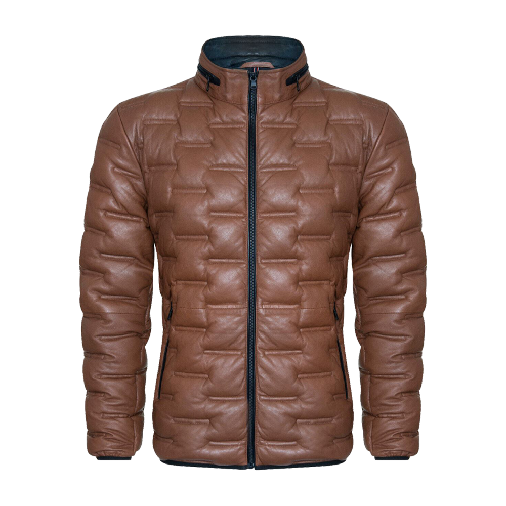 Quilted Brown Puffer Bomber Jacket