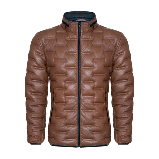 Quilted Brown Puffer Bomber Jacket