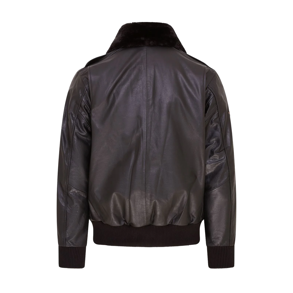 Vintage Patched Distressed Aviator Leather Jacket