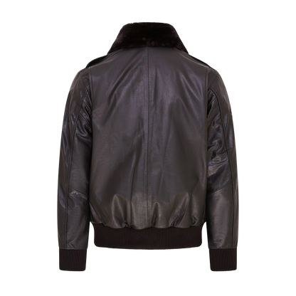 Vintage Patched Distressed Aviator Leather Jacket
