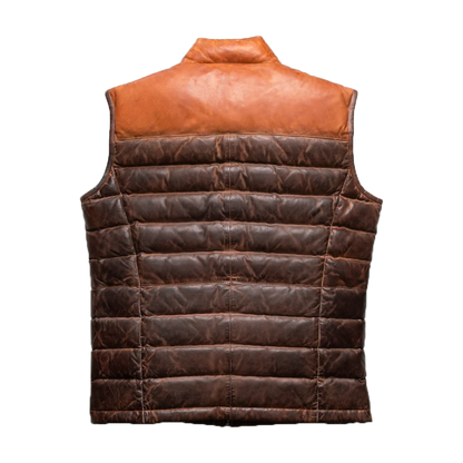 Two-Tone Leather Puffer Vest