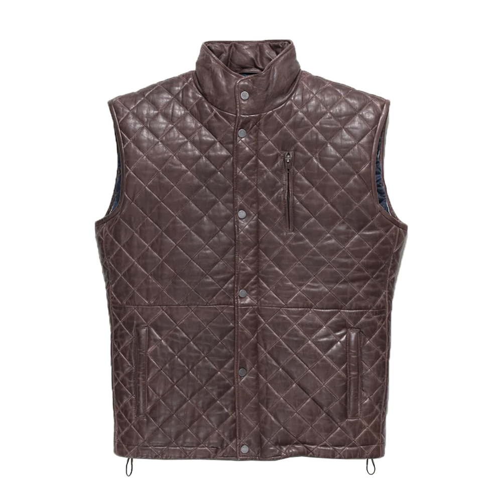 Diamond Quilted Brown Leather Vest